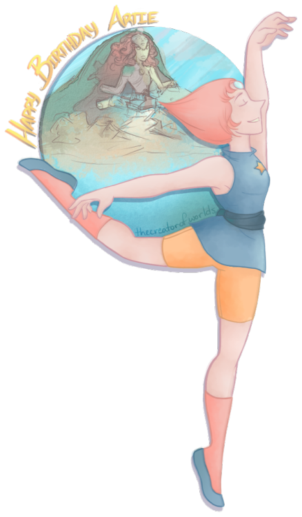 thecreatorofworlds:  HAPPY (belated) BIRTHDAY ARTIE! Sorry for the lateness, this was actually finished before the Steven Universe Art Show but things got really busy afterwards ; A ; To those of you who don’t know Artie, she’s basically the nicest