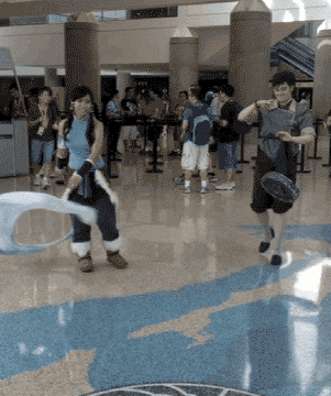 kelsothedancingllama:  pwnthosenoobs:  rakandonotinteract: Anime Expo 2013 - Legend of Korra benders  Okay, for those of you who got a glimpse of these guys, you know that they were REALLY COOL. Fantastic job to the cosplayers for the fantastic show! 