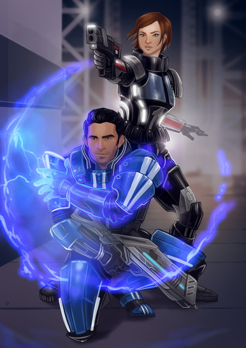 noctuaalba:@knifebi‘s Carrine Shepard and Kaidan  delivering some Biotics n’ Bullets! <3