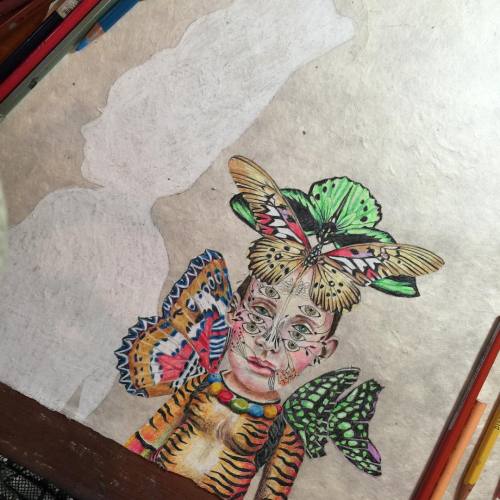 First figure done on my new drawing&hellip;untitled as yet&hellip;colored pencil on Lama Li&hellip; 