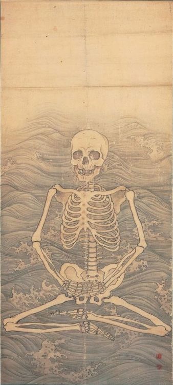 darksilenceinsuburbia:Maruyama OkyoSkeleton Performing Zazen on Waves, c.1787 (Daijoji Temple, Hyogo