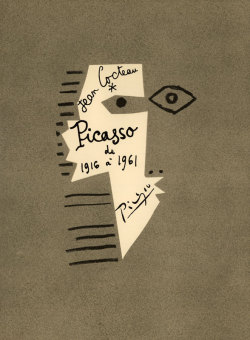 linedotarea:  Pablo Picasso, book cover for ‘Picasso de 1916-1961’ written by Jean Cocteau, 1962 