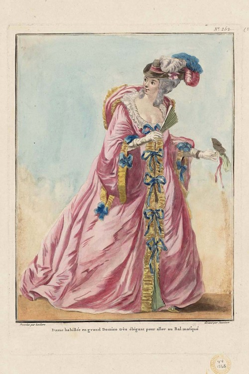Dame habillée en grand Domino by Pierre-Thomas LeClerc for Gallerie des Modes, 1783