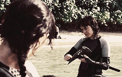 shewhoneverforgets:suddenly, she has my wrist in an iron grip. “you have to kill him, katniss.”
