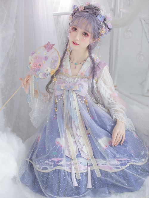 lolita-wardrobe:New Release: 【-The Moon on the Quiet Sea-】 #QiLolita JSK + Match Blouse Set◆ Shoppin