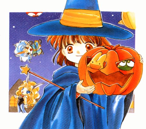 itsfantasticac:  October artwork for a 1995 Puyo Puyo calendar, by Ichi.