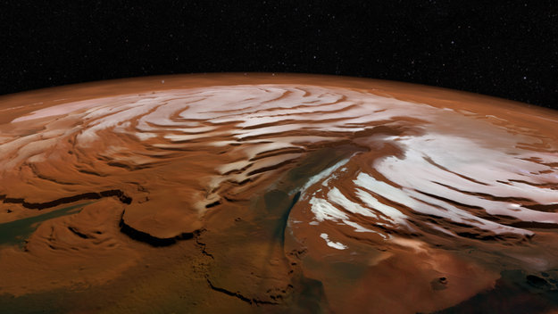 astronomyblog:    The Spiral North Pole of Mars      A  mosaic from ESA’s Mars