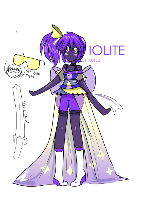 Behold, my new gemsona, iolite! i tried to utilize some of the actual traits of the mineral in the d