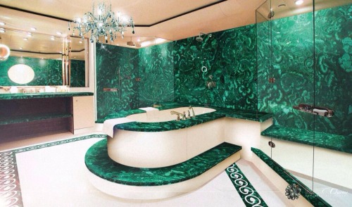 bittergrapes: rainingrhinestones: maevling: cosmic-crystalss: Furniture and interior made of malachi