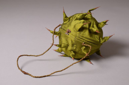 mademoiselleclipon:Emily Jo Gibbs - Horse chestnut bag and purse in silk dupion with copper wire and