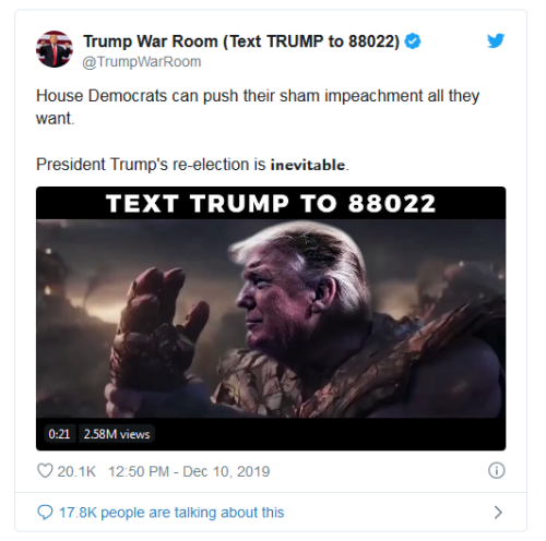 realcleverissues:Trump’s re-election team compares him to Thanos. As a huge marvel fan, I&rsqu