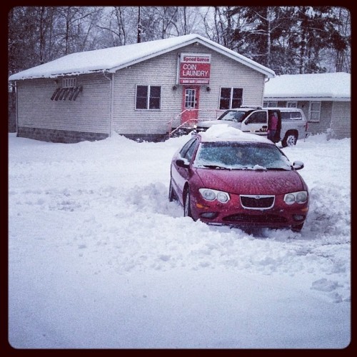 My poor neighbor. Good luck buddy!! #snow #winter #snowday