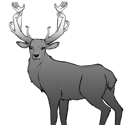 themalhambird:glitchb0t:so @coolestninja1242 texted me last night “deer but instead of antlers…arms”