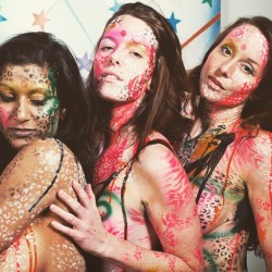 bellesfmagazine:  Full #bts shot of Devi, Aurora, and Bast. Look for full pictorial in issue #4. Coming in late March. Pic by David Oliver. Paint by Chor Boogie. Location 111 Minna. #painted ladies #BelleSf