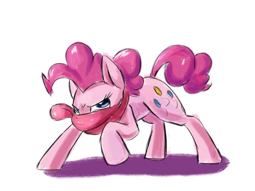tsitra360:Forgot to upload this ipad sketch. Pinkie pretending to be Greninja. (that’s her tongue around her neck.)  <3