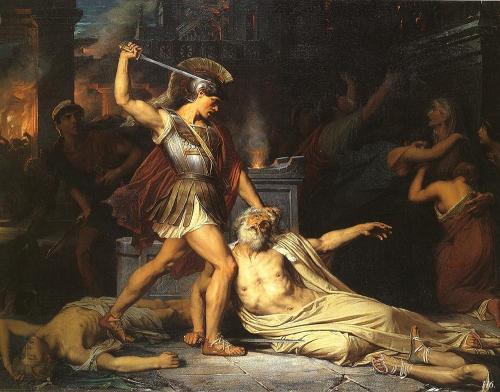 pre-raphaelisme:The Death of Priam by Jules Joseph Lefebvre, 1861.