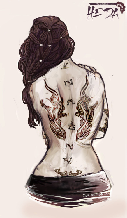 xlyre:Some doodles of Lexa’s Back tattoos..