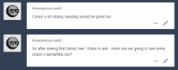 Don’t think any of that will happen. Samantha despises Crifox (they are separated) and what he gets up to now, Crison ran away from home to follow in his father’s footsteps of adventuring and Kit thinks her brother is an imbecile.