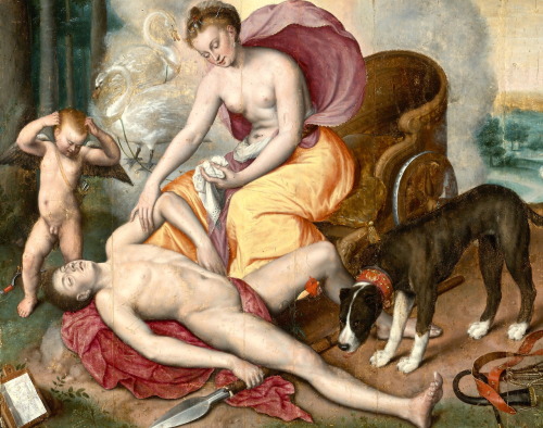 deathandmysticism:Marten de Vos, Venus and Adonis, 16th century