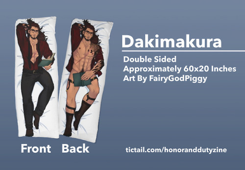 honoranddutyzine:Did you want one of our Dakimakuras by @fairygodpiggyart? After this week, we’ll on