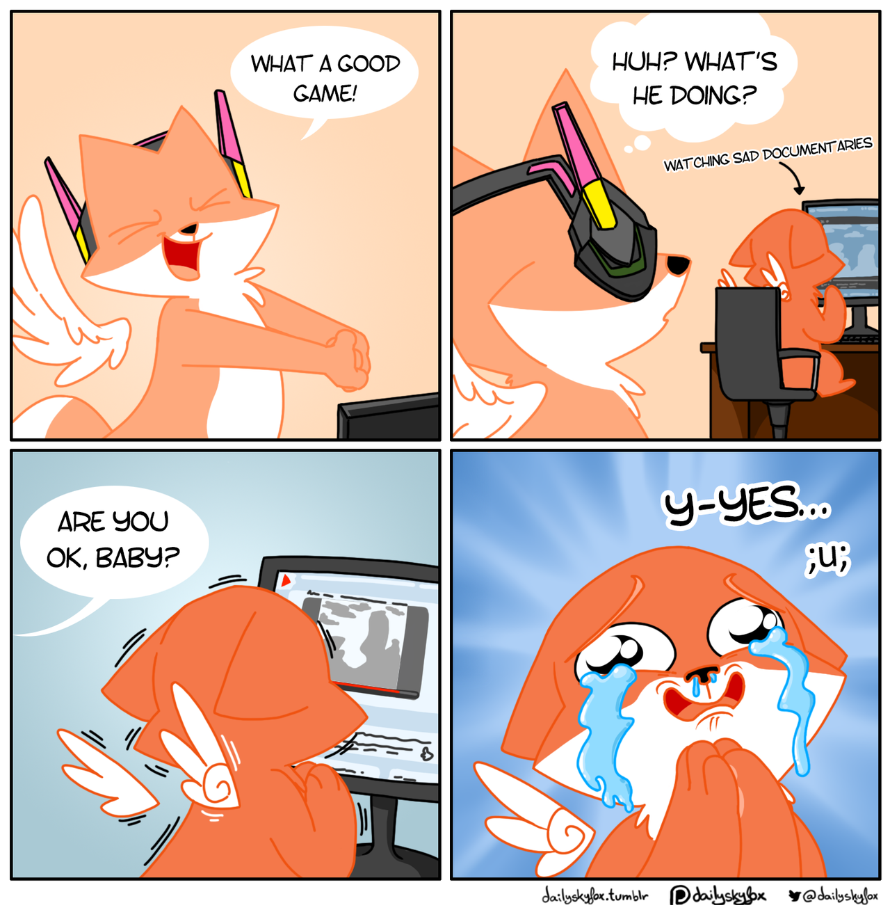 dailyskyfox:  I watched a sad documentary and now I’m a ball of feels ;w;  ——————————————————————————————