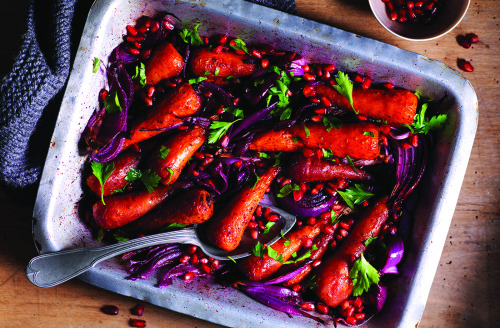 Roasted carrots and red onions with sumac