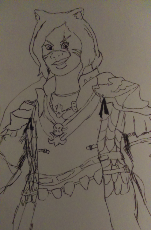 yaianse: Inktober Day 4: Yehn Mhovu, my under-leveled PLD/WVR alt on Jenova. I drew her in the relic