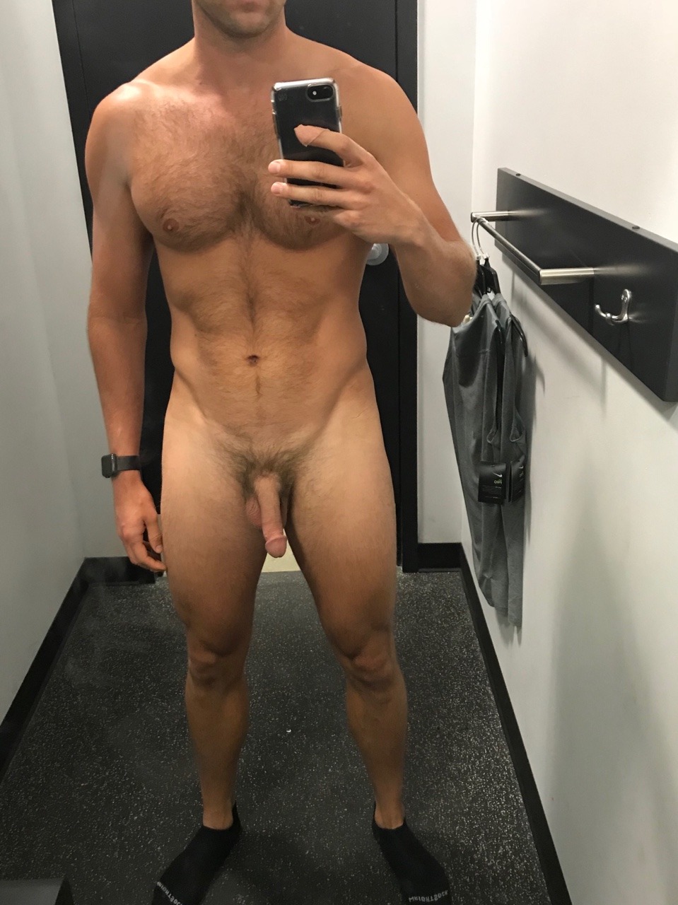 zoobypops:  Fitting room fun. Great to be nude and hear clothed people outside the