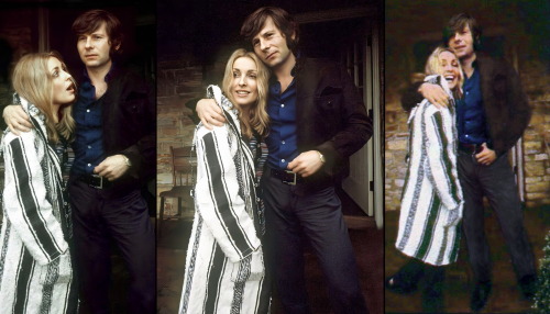 Sharon Tate & Roman Polanski photographed in front of their Cielo Drive home shortly after movin