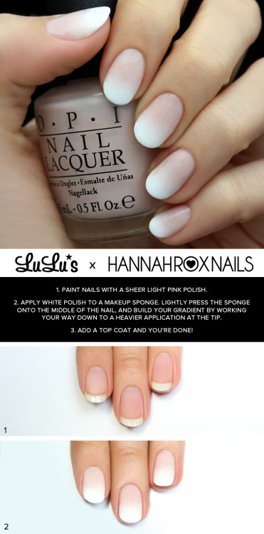 DIY White Ombre Nail Art Tutorial from Lulu’s. Pretty 2 step pale pink to white nails for spring and