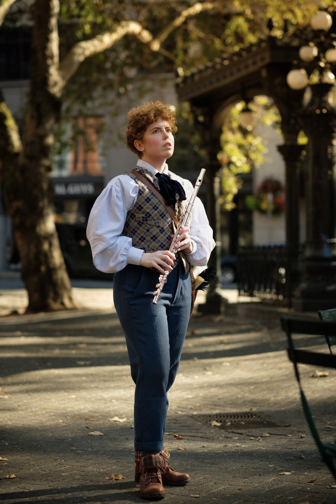 truly in my Wylan era now 💣✨ --- Costume: Handmade vest, shirt, cravat, socks, and props. Thrifted and weathered coat, boots,...