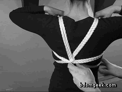 d0mesticati0n:  rawmaterial69:  aturquoisehome:  bdsmgeek:  Pentagram Shibari Harness - TwoKnottyGuys  Ah!  Good lessons to make shibari knots   m&f 