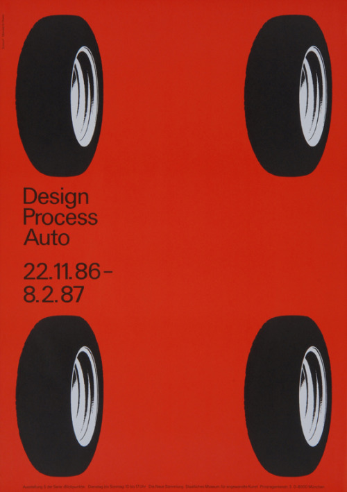 Pierre Mendell, exhibition poster Design Process Auto, 1986. Mendell &amp; Oberer. Die Neue Sammlung