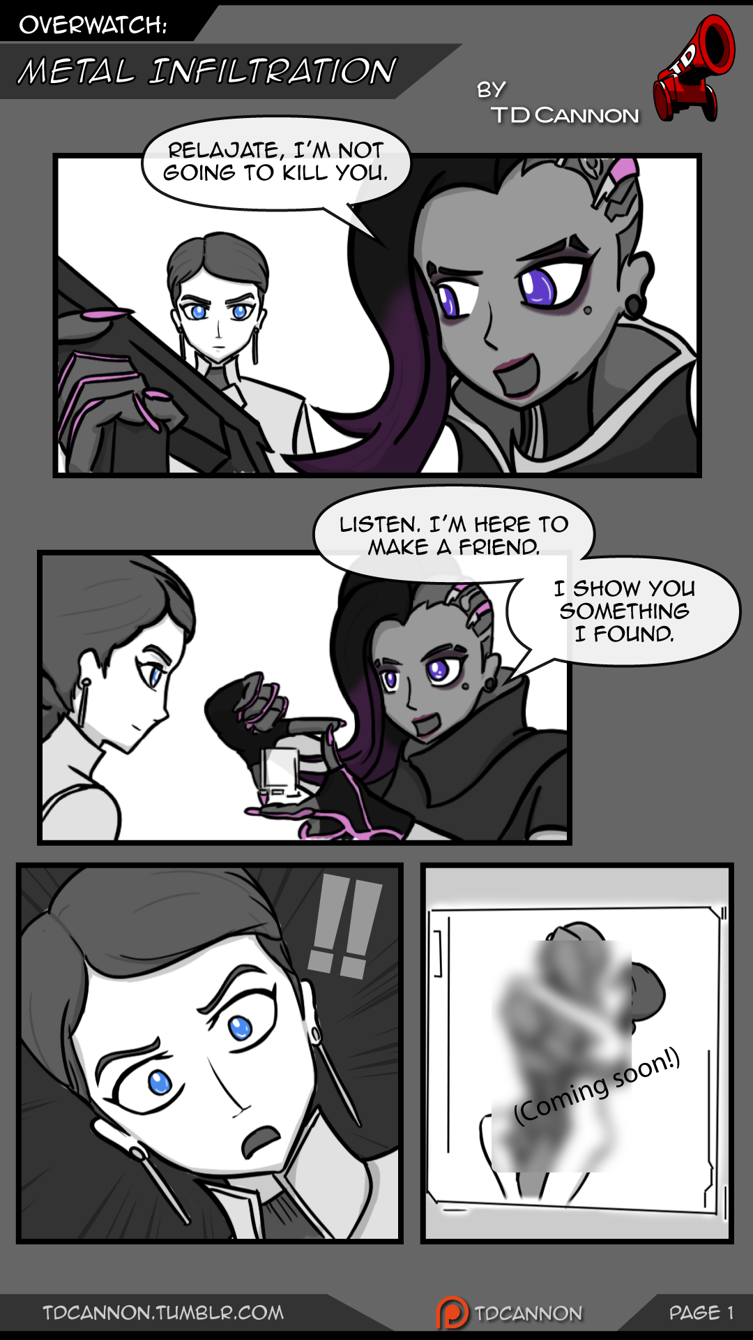PREVIEW of a multi-page comic coming up, with SOMBRA taking front and center!  Based