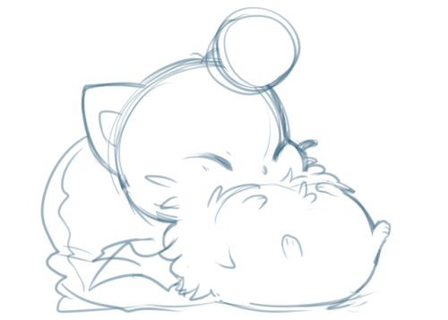 dewdlepies:A fat moogle sketch, I might use it as a sticker or a charm.