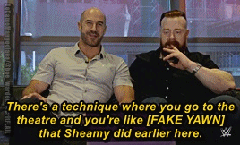 ledamemangociana:“By the way - it’s not good to have your head between Cesaro’s