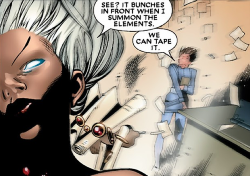 sponsoredbymelanin: maxximoffed:   See? It bunches in the front when I summon the elements.  House of M #2  This is RICH 