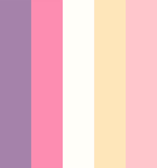 color-palettes:Sunset Candy - Submitted by Daikimine#A582AA #FD8DB0 #FFFFF8 #FFE5BA