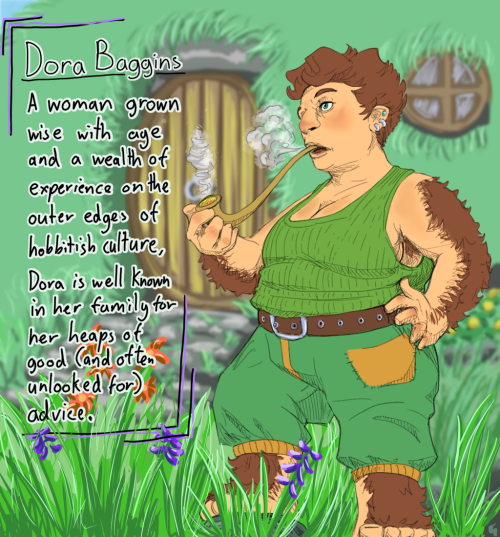 Bilbo’s first cousin on his father’s side, Dora Baggins! Part two of Canon Tolkien Characters Who Ar