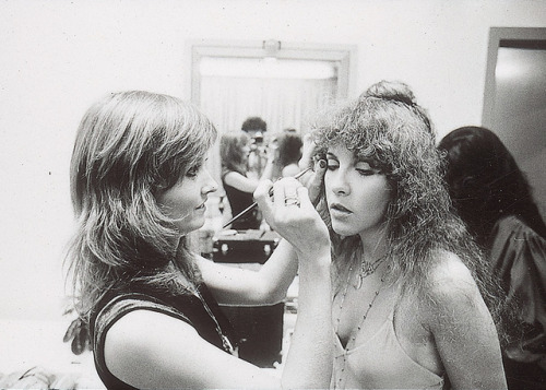stevie-nicks-daily: Stevie and Christie Alsbury backstage during the ‘Tusk Tour’.Photographer credit