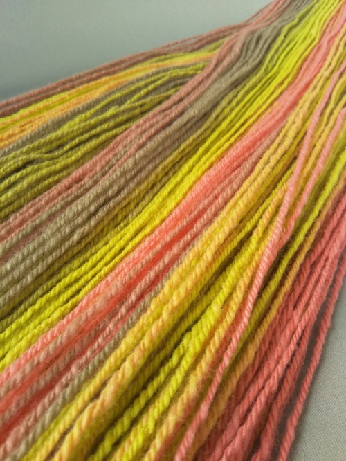 hand dyed and handspun by me 132 grams, 173 meters