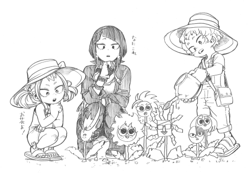 dailybnha: Jirou, Katsuma, and Mahoro by Horikoshi!