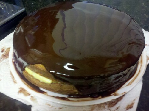 I accidentally drowned my Boston Cream Pie in ganache.