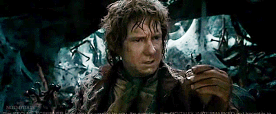 notmydate:  Bilbo’s reaction to reclaiming The One Ring from a now-very-dead spider.