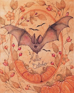 colleenparker:  Hello October - pen, ink