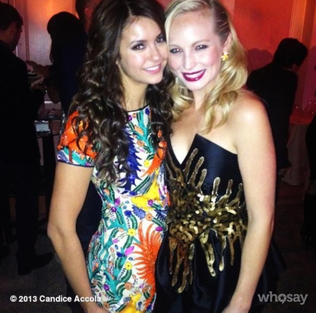 asiaefede:  Nina &amp; Candice at the TVD 100 episodes celebration party, nov.9.13