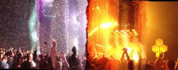 stunningpicture:  I took a panoramic photo at a concert and lights changed in the middle of it. This is the result 