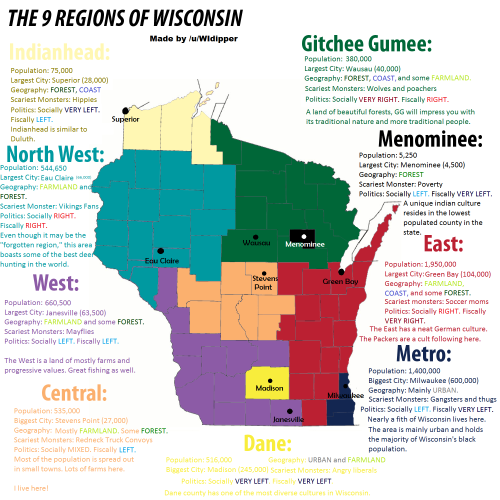 mapsontheweb:Regions of Wisconsin.More region maps &gt;&gt;