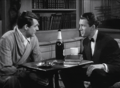 thefilmfatale:The scene in The Philadelphia Story where James Stewart’s character is talk
