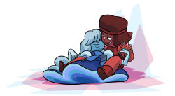 aromanillos:  Finally took some time to draw something!!   working on Steven again and it sooo amazing to be back!!! Anyways, here’s a tender Ruby Sapphire moment 
